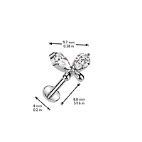 Butterfly Teardrop CZ Threadless Labret