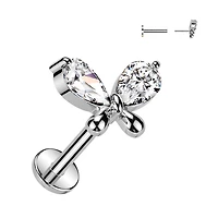 Butterfly Teardrop CZ Threadless Labret