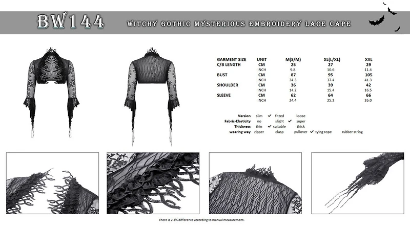 Witchy Embroidered Lace Bolero