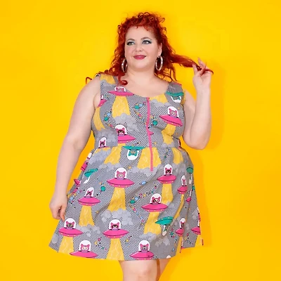 Cats Space Sleeveless Fit & Flare Dress