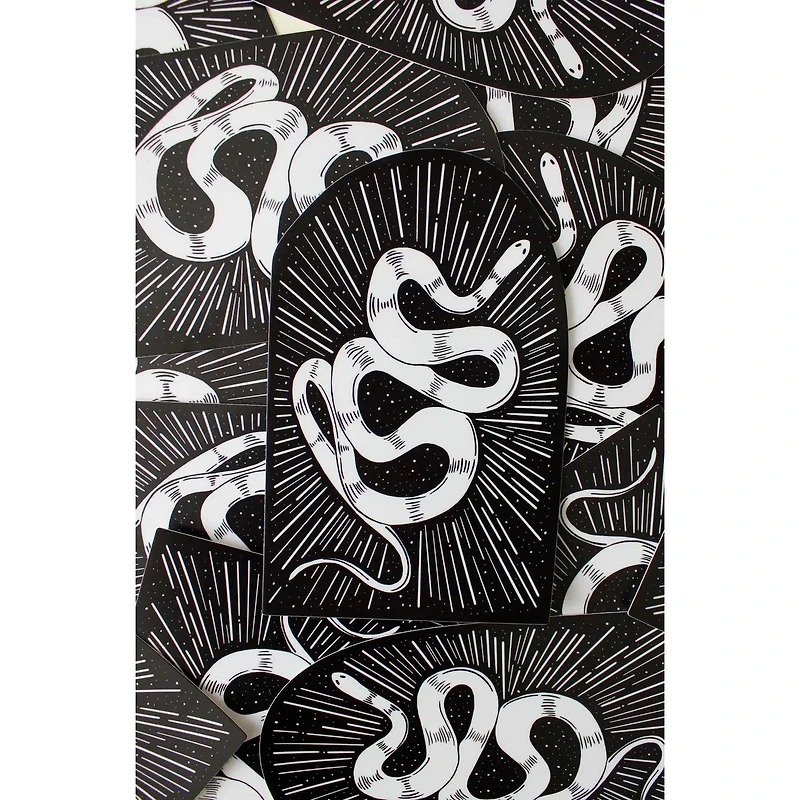 Snake Portal Black And White Sticker