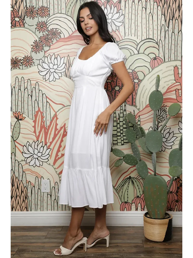 Puff Sleeve Midi Dress