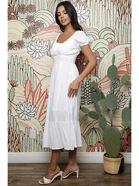 Puff Sleeve Midi Dress