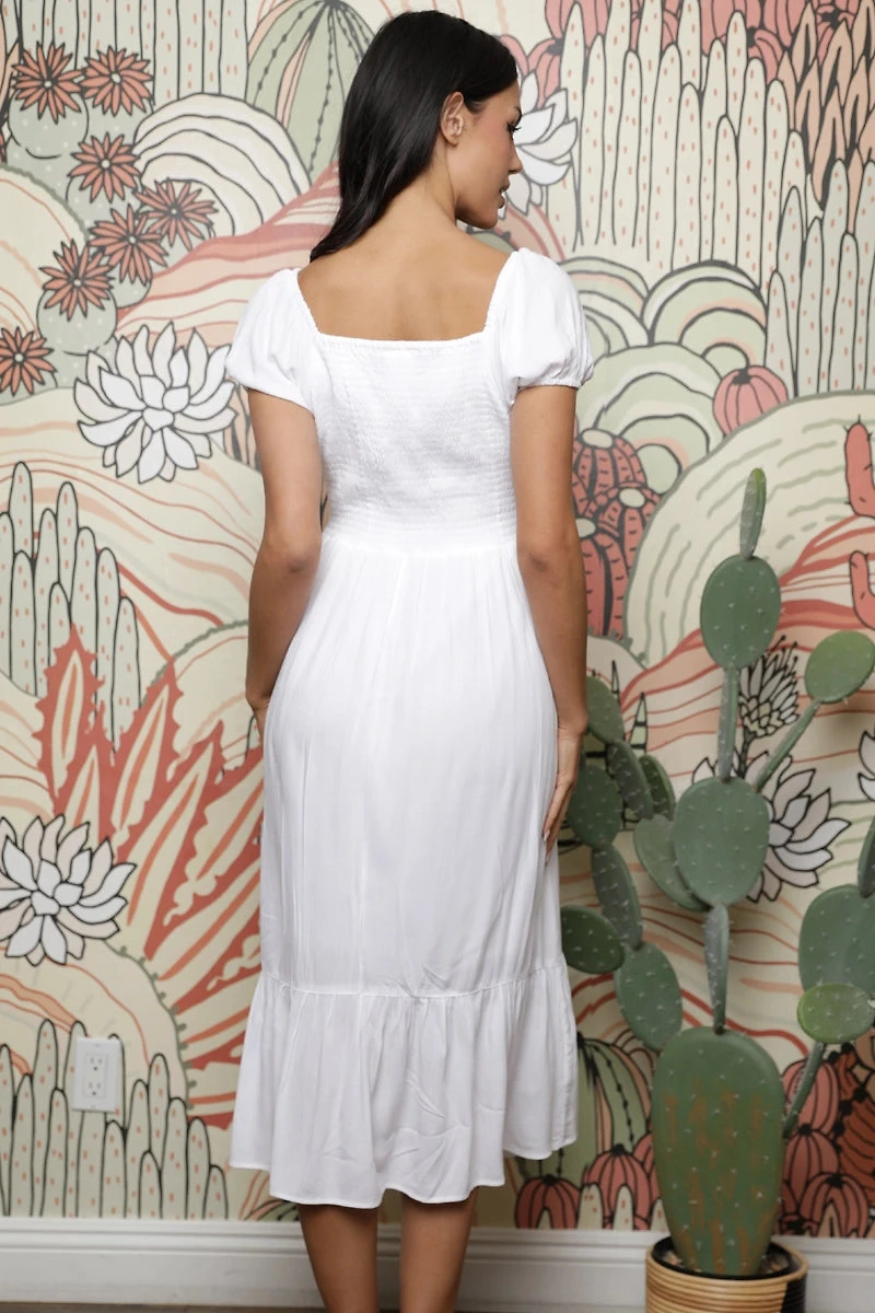 Puff Sleeve Midi Dress