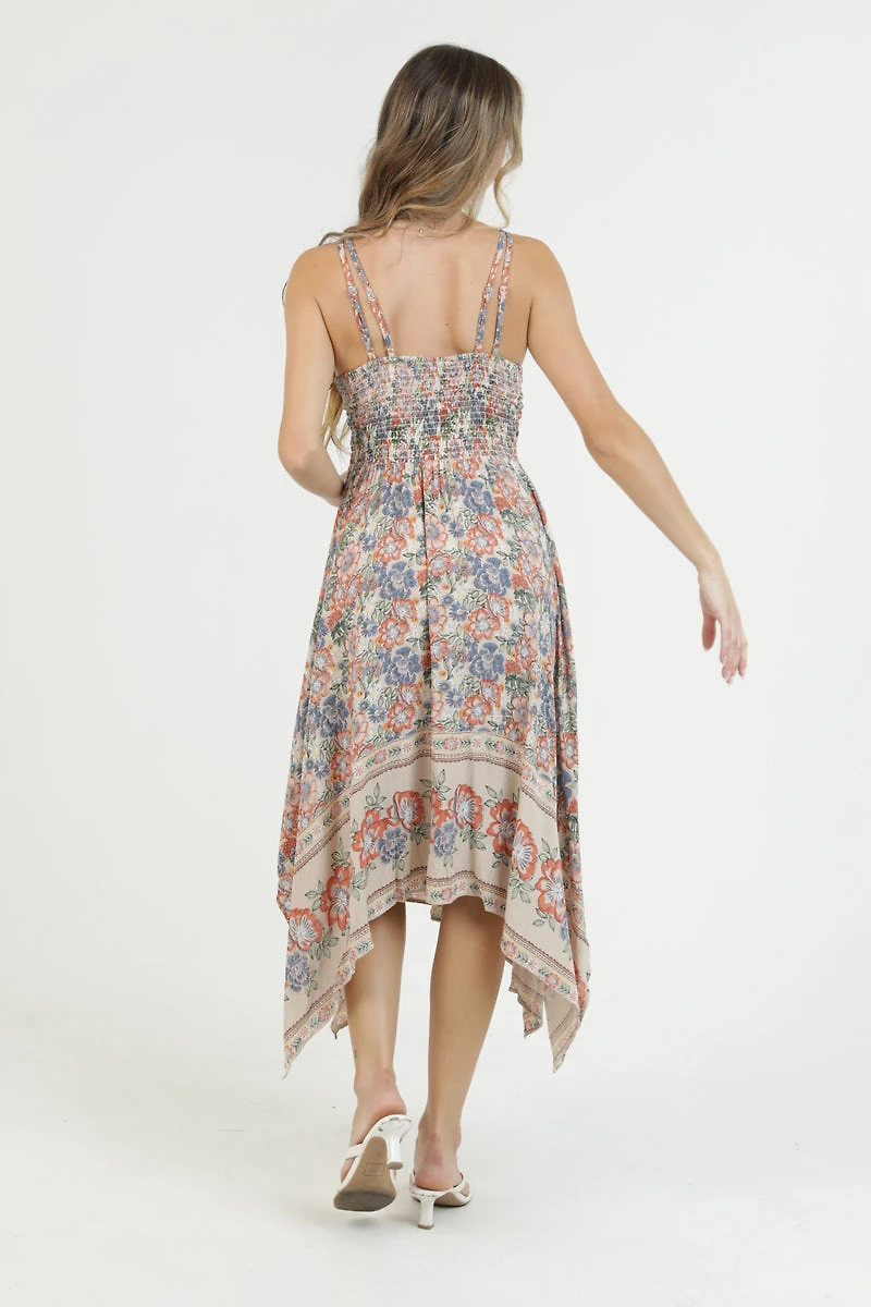 Lace Trim Bodice Double Spaghetti Strap Maxi Dress