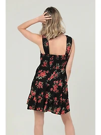 Floral Print V Neck Tank Dress