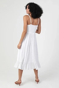 Twist Front Ruffle Hem Slit Midi Dress