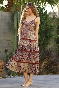 Espresso V Neck Maxi Dress With Spaghetti Straps