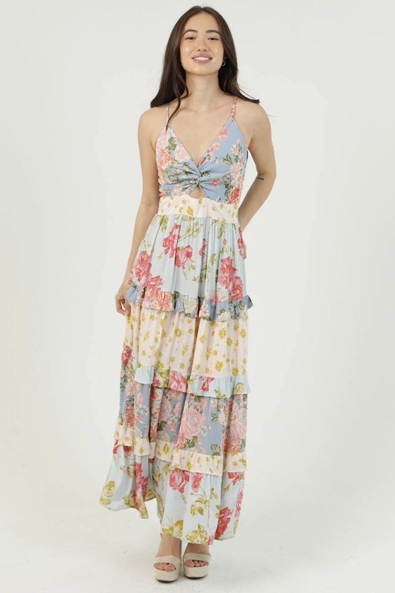 Trist Front Maxi Dress With Ruffle