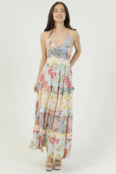 Trist Front Maxi Dress With Ruffle
