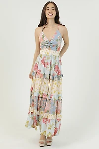 Twist Front Maxi Dress With Ruffle