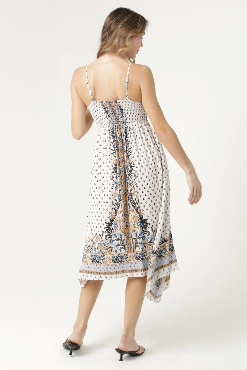 Twist Front Midi Dress With Spaghetti Straps
