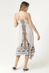 Twist Front Midi Dress With Spaghetti Straps