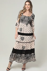Bone Smocked Bust Maxi Dress With Tiers