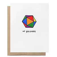 +1 Gay Panic D20 LGBTQ+ Greeting Card