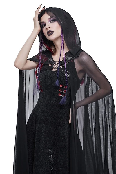 Gothic Long Hooded Cape W Harness
