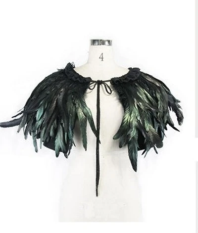 Gothic Feather Cape Dark Green
