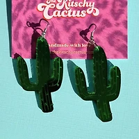 Cool Water- Mirrored Cactus Earrings
