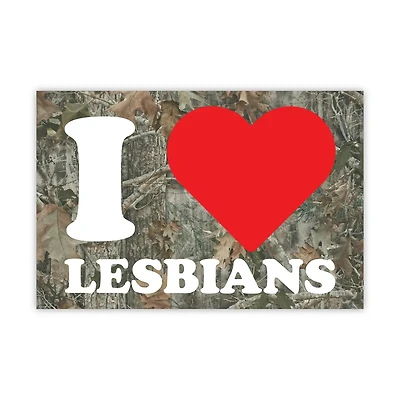I Heart Lesbians Camo Sticker