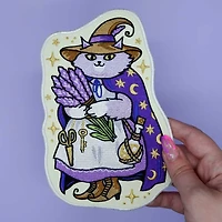 Lavender Cat Witch - Embroidered Patch