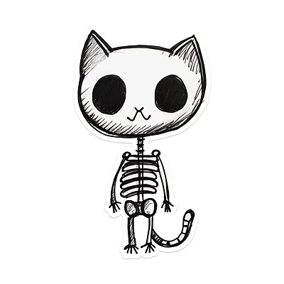 Cat Skeleton Sticker