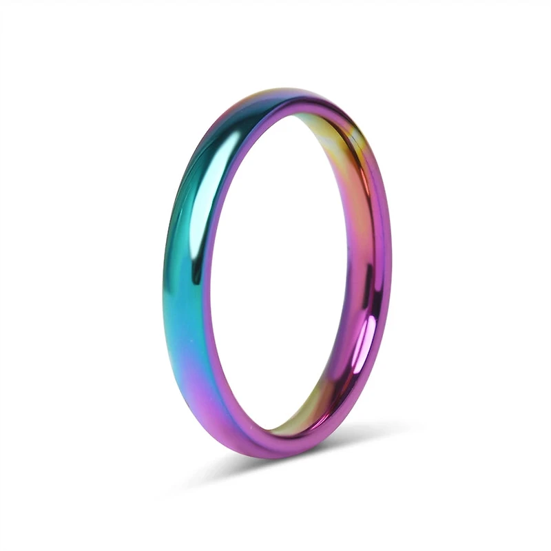 Rainbow Stainless Steel Blank Ring 3mm