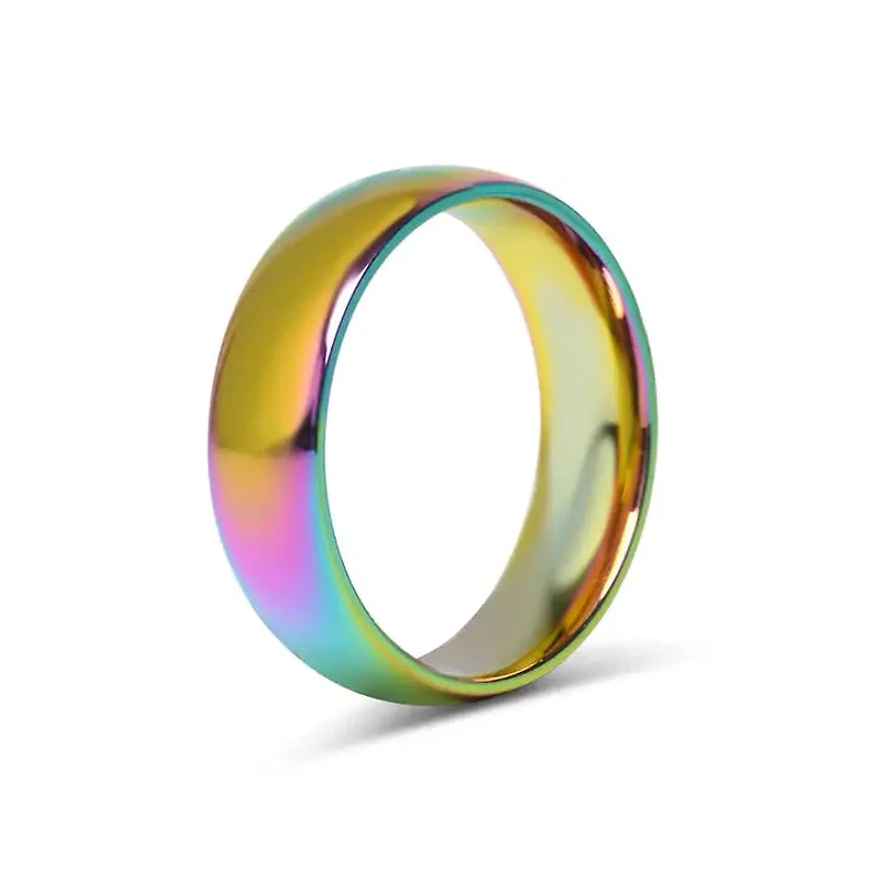 Rainbow Stainless Steel Blank Ring 6mm