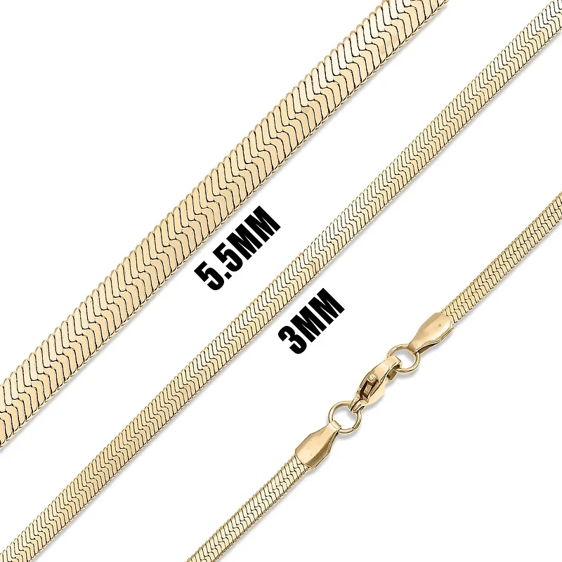 18K Gold Stainless Steel Herringbone Chain Necklace