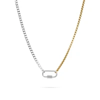 18K Gold Stainless Steel Mixed Metal Carabiner Necklace