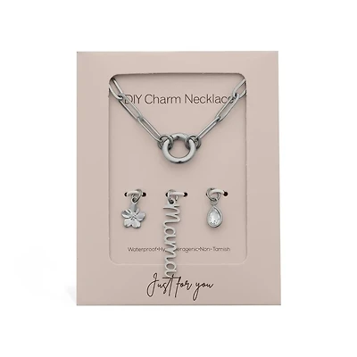 Stainless Steel Mama Charm Holder Necklace Gift Set