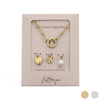 18K Gold Bow Charm Holder Necklace Gift Set