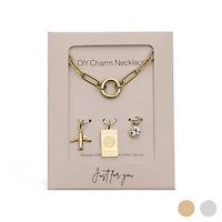 Gold Stainless Steel Travel Charm Holder Necklace Gift Set