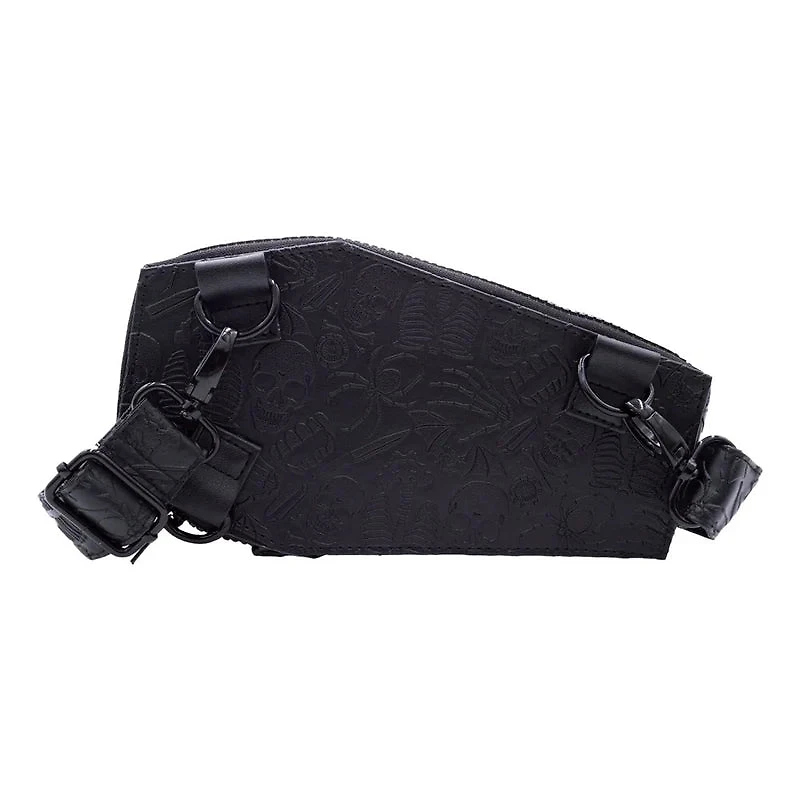 Coffin Embossed Skull Hip Pouch