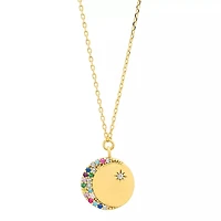 Crescent Moon 14K Gold Stainless Steel Coin Necklace