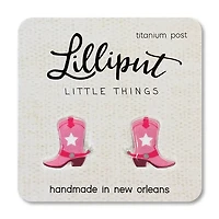 Pink Cowgirl Boot Earrings