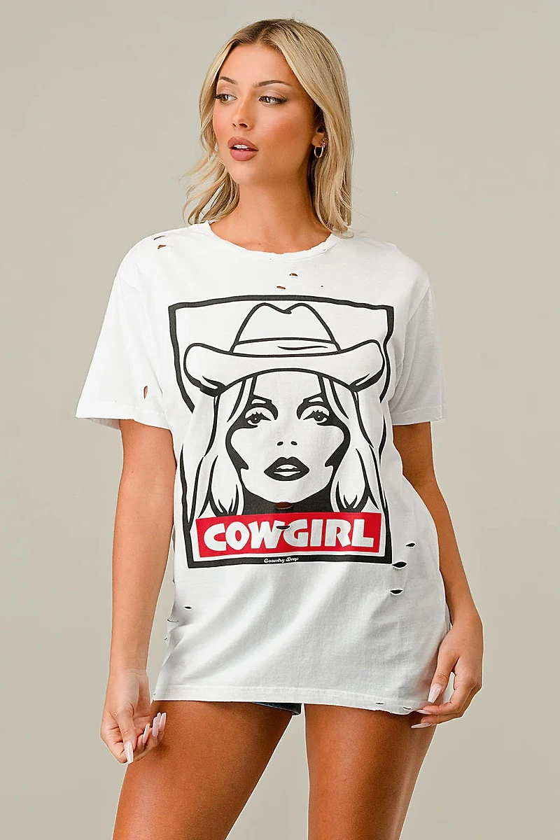 Distressed Tee Cowgirl