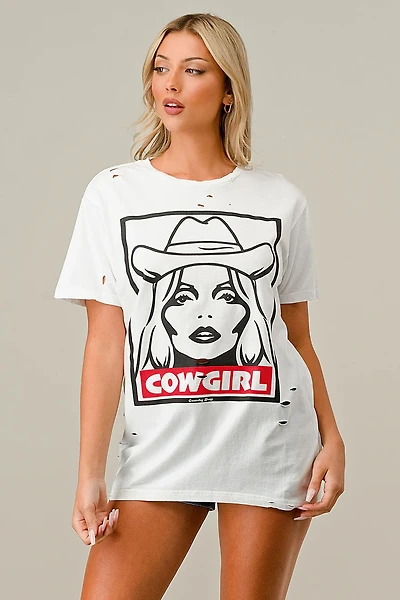 Distressed Tee Cowgirl
