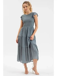 Smocked Tiered Midi Dress