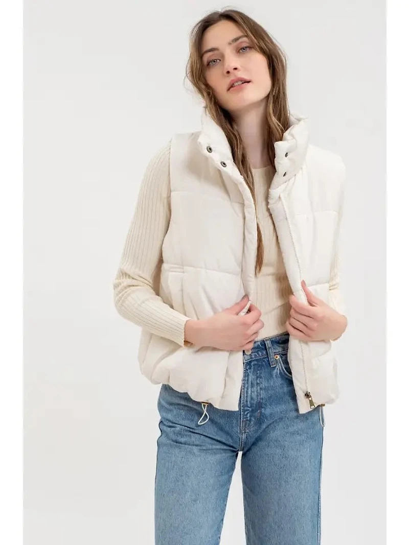 Solid Zip Up Puffer Vest
