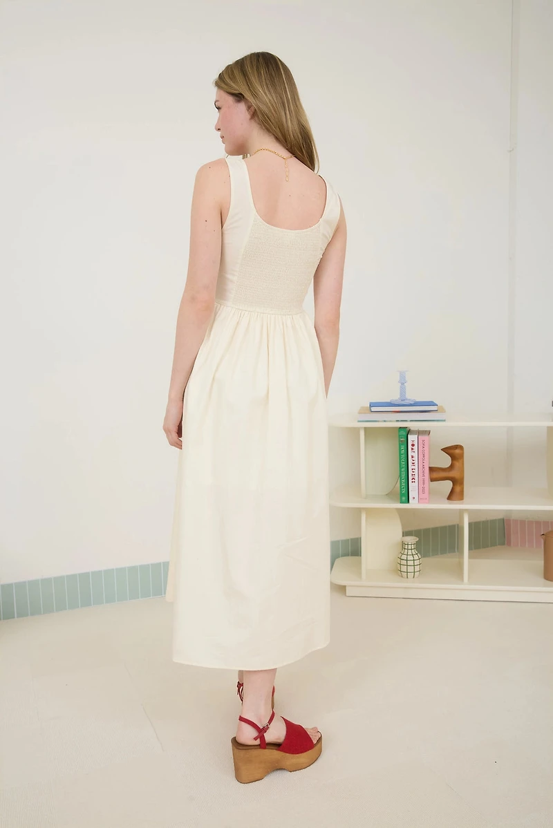 Bow Details Sleeveless A-Line Midi Dress