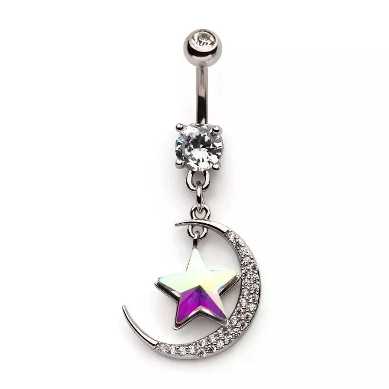 CRESENT MOON WITH LARGE IRID STAR