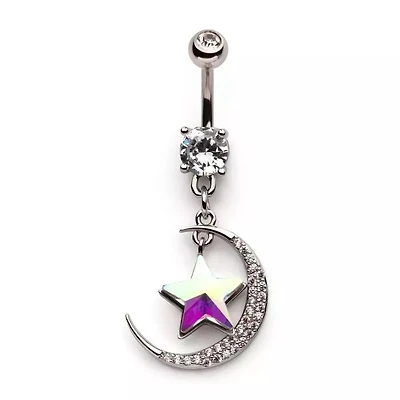 CRESENT MOON WITH LARGE IRID STAR