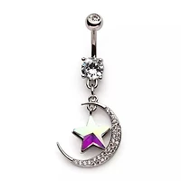 CRESENT MOON WITH LARGE IRID STAR