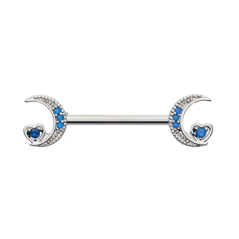 Crescent Moons With Hearts Nipple Barbell