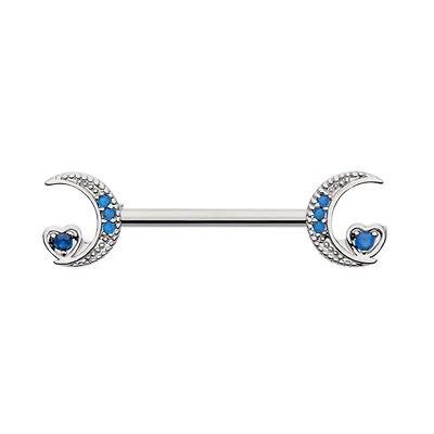 Crescent Moons With Hearts Nipple Barbell