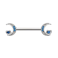 Crescent Moons With Hearts Nipple Barbell