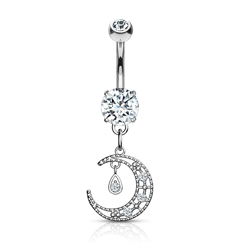 Crescent Moon Multi Gem & Teardrop Dangle