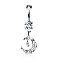 Crescent Moon Multi Gem & Teardrop Dangle