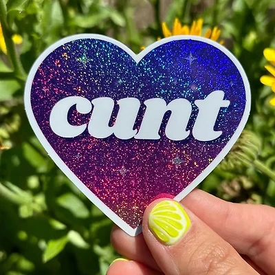 Cunt Ombre Glittery Heart Sticker