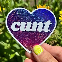 Cunt Ombre Glittery Heart Sticker